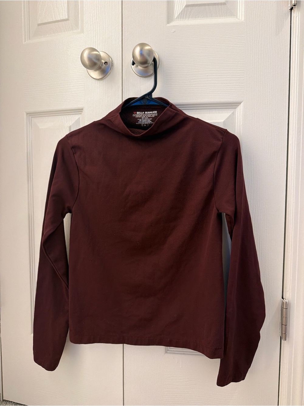 Long Sleeve Mock Neck Top in Burgundy